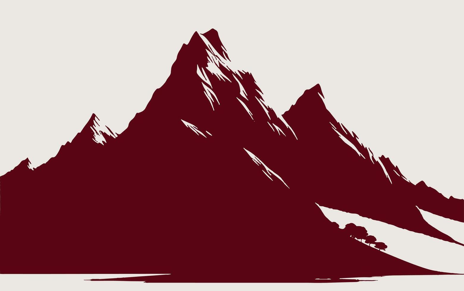 A mountain range is shown in a red and white design vector