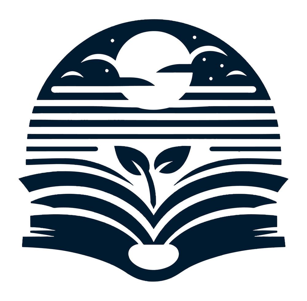 An open book with a tree growing out of it vector