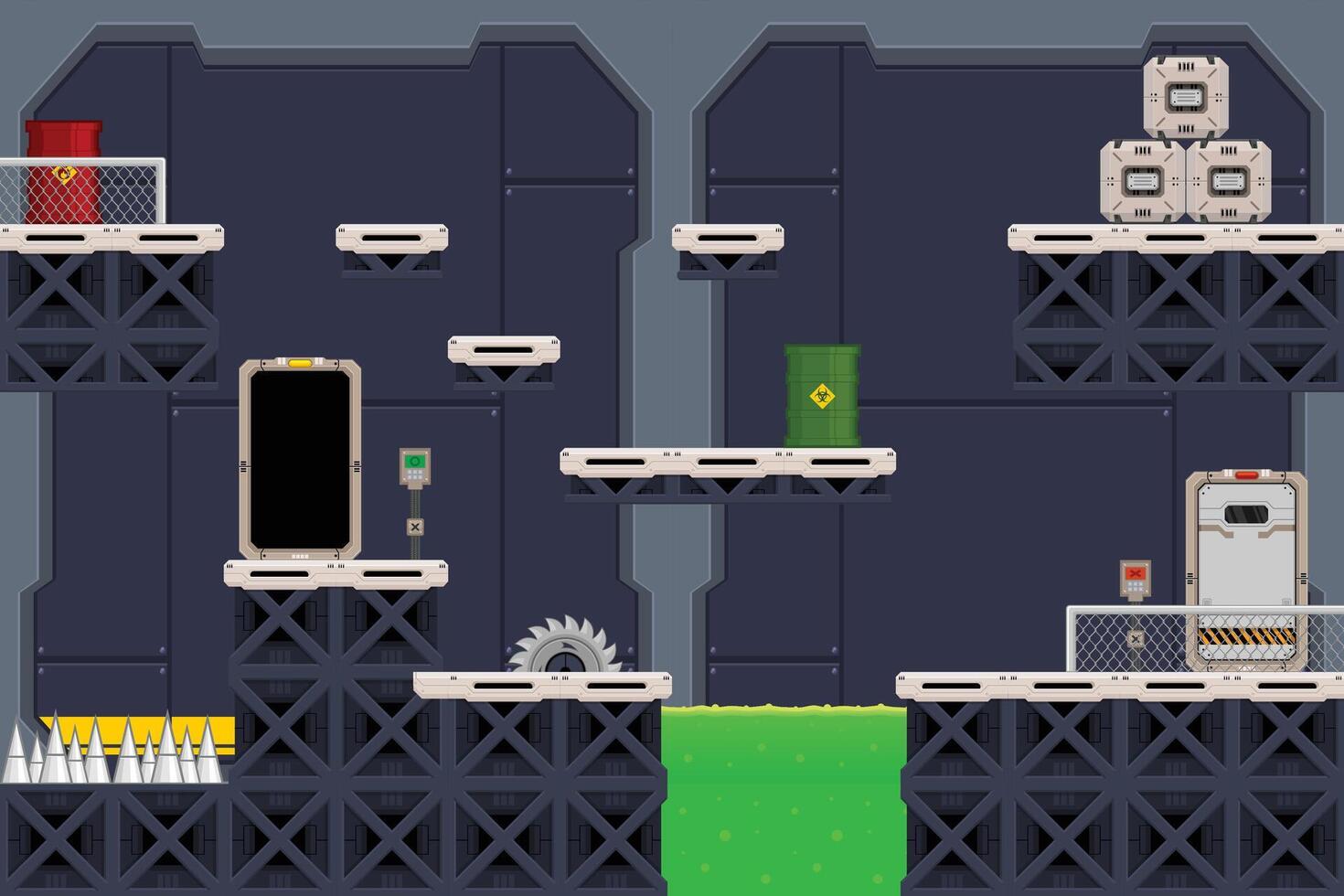 Space Station Platformer Game Tileset vector