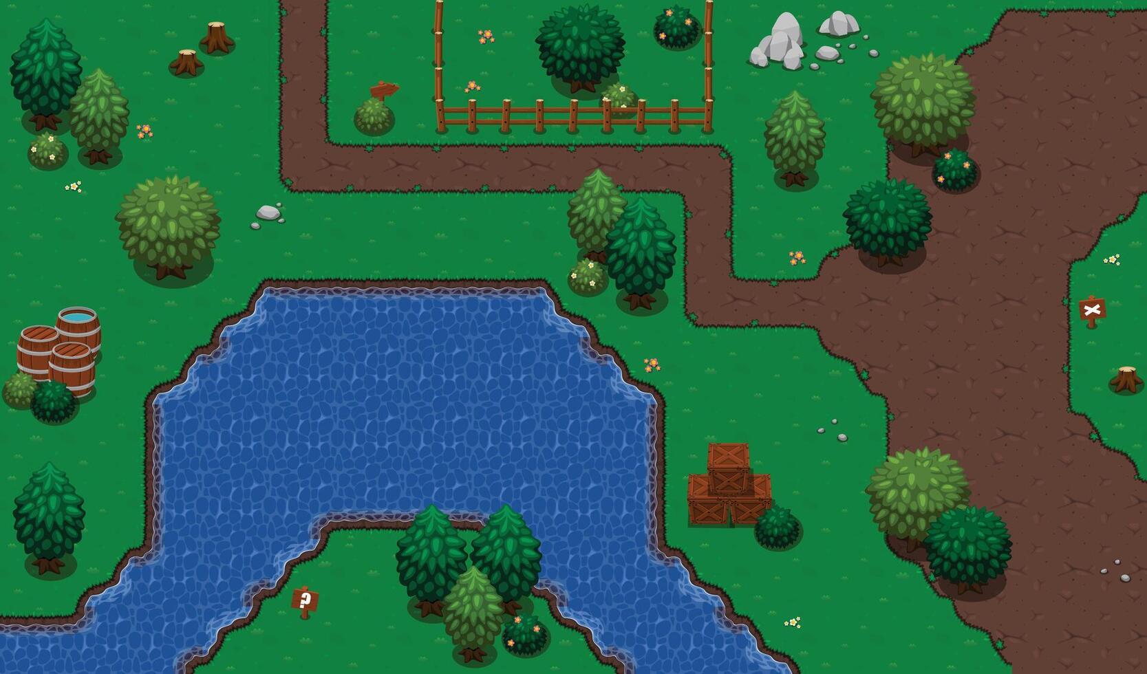 Grassland Top Down Game Tileset vector