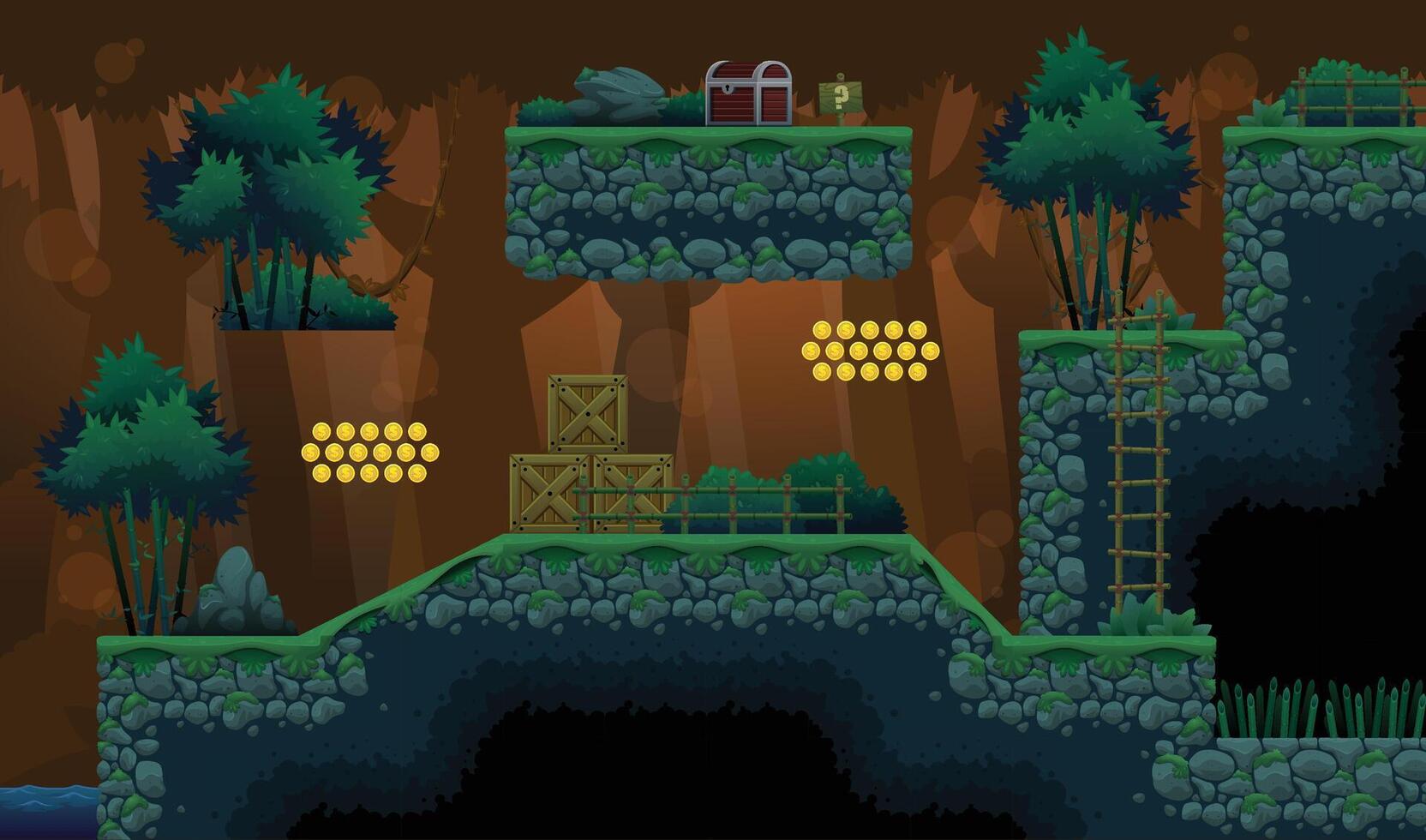 Forest Platformer Game Tileset vector