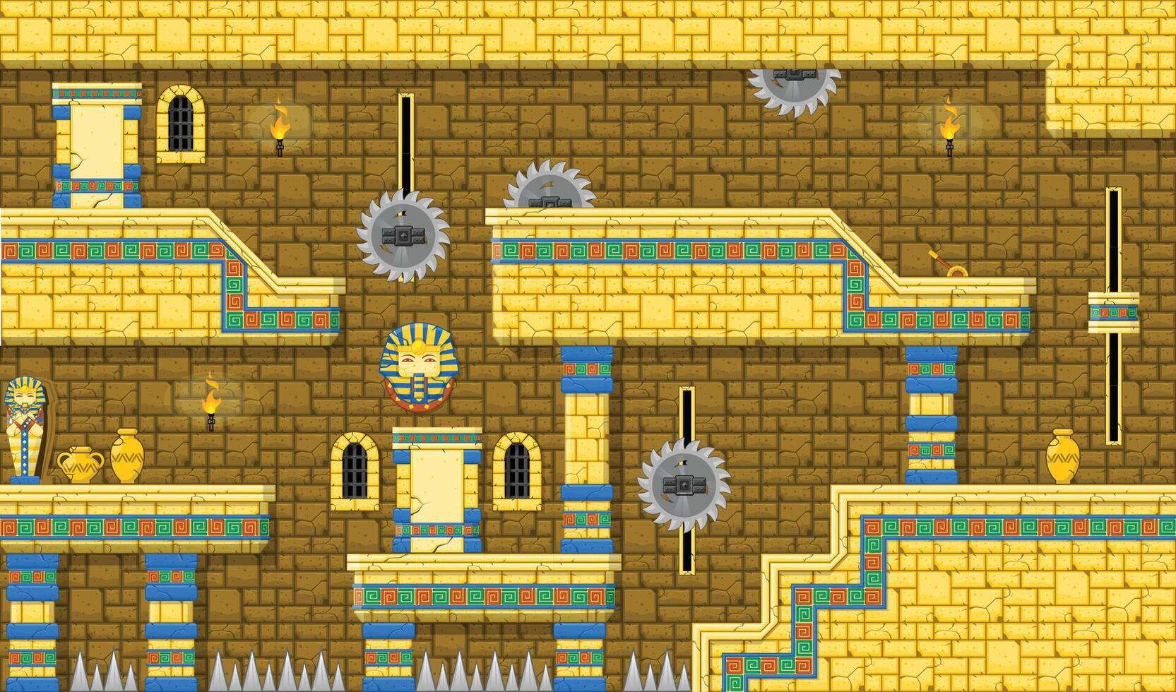 Egyptian Pyramid Platformer Game Tileset vector