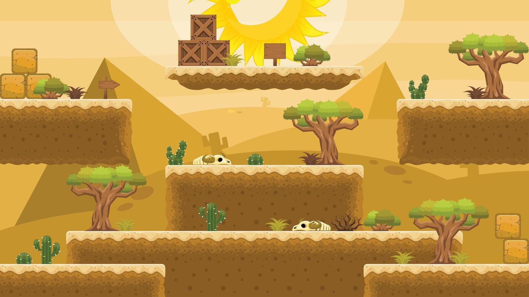 Wild West Cowboy Desert Game Tile Set vector