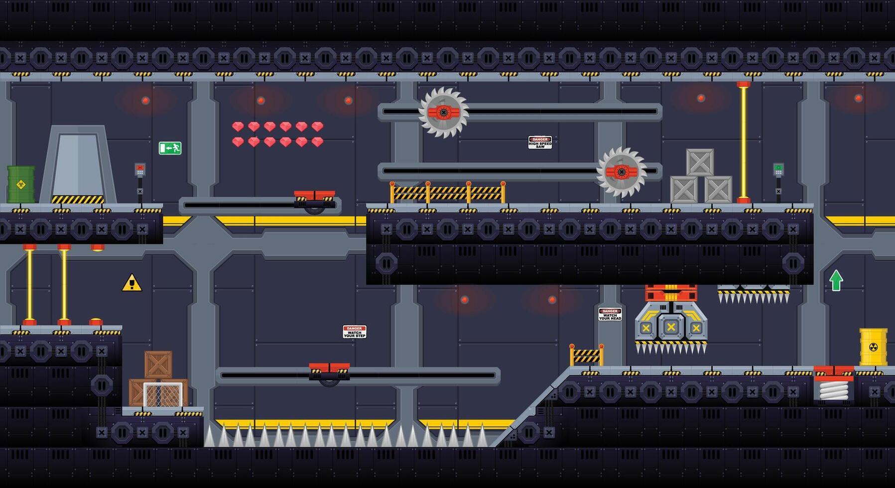 Space Ship Platformer Game Tile Set vector