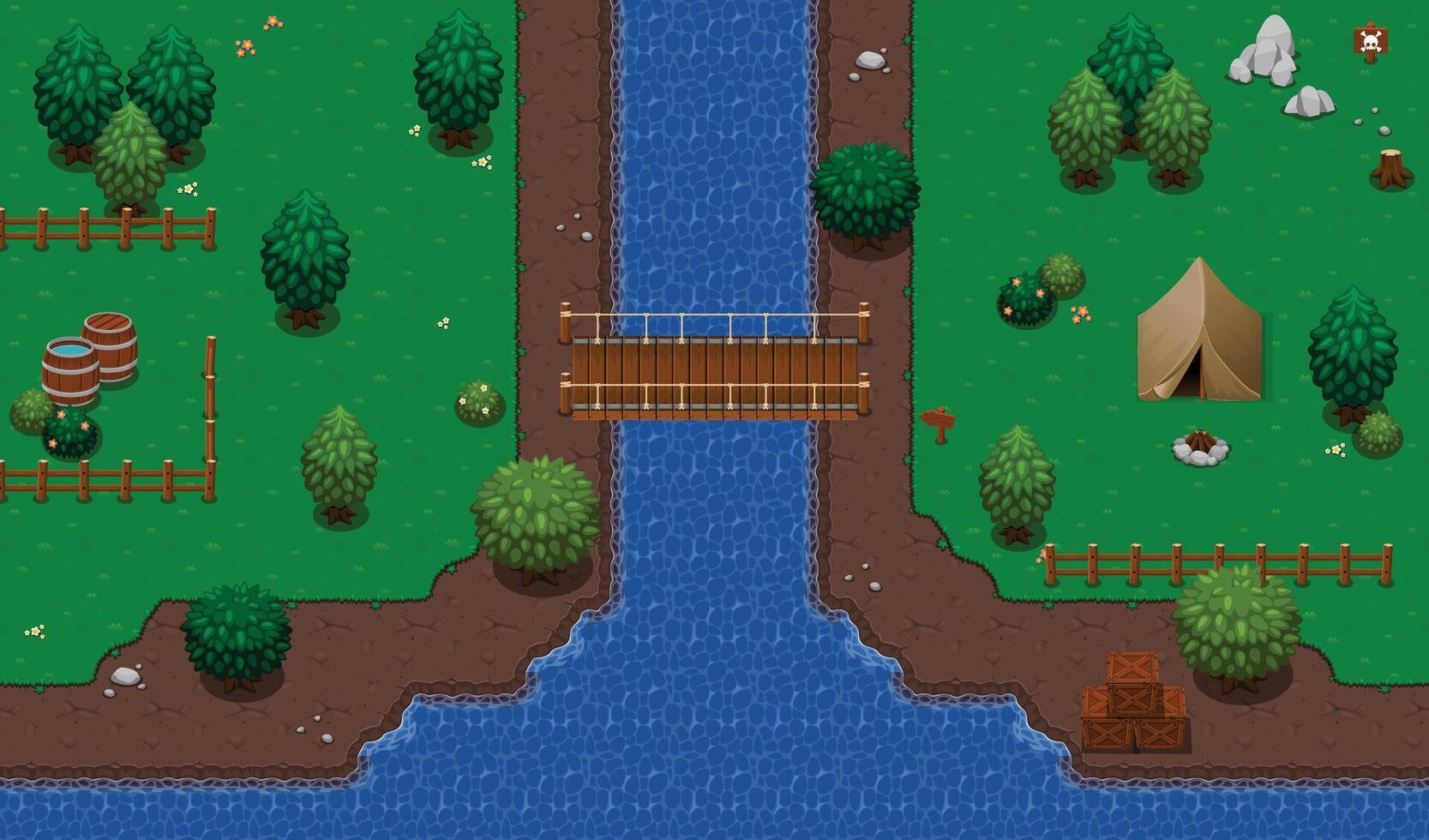 Meadow Top Down Game Tileset vector