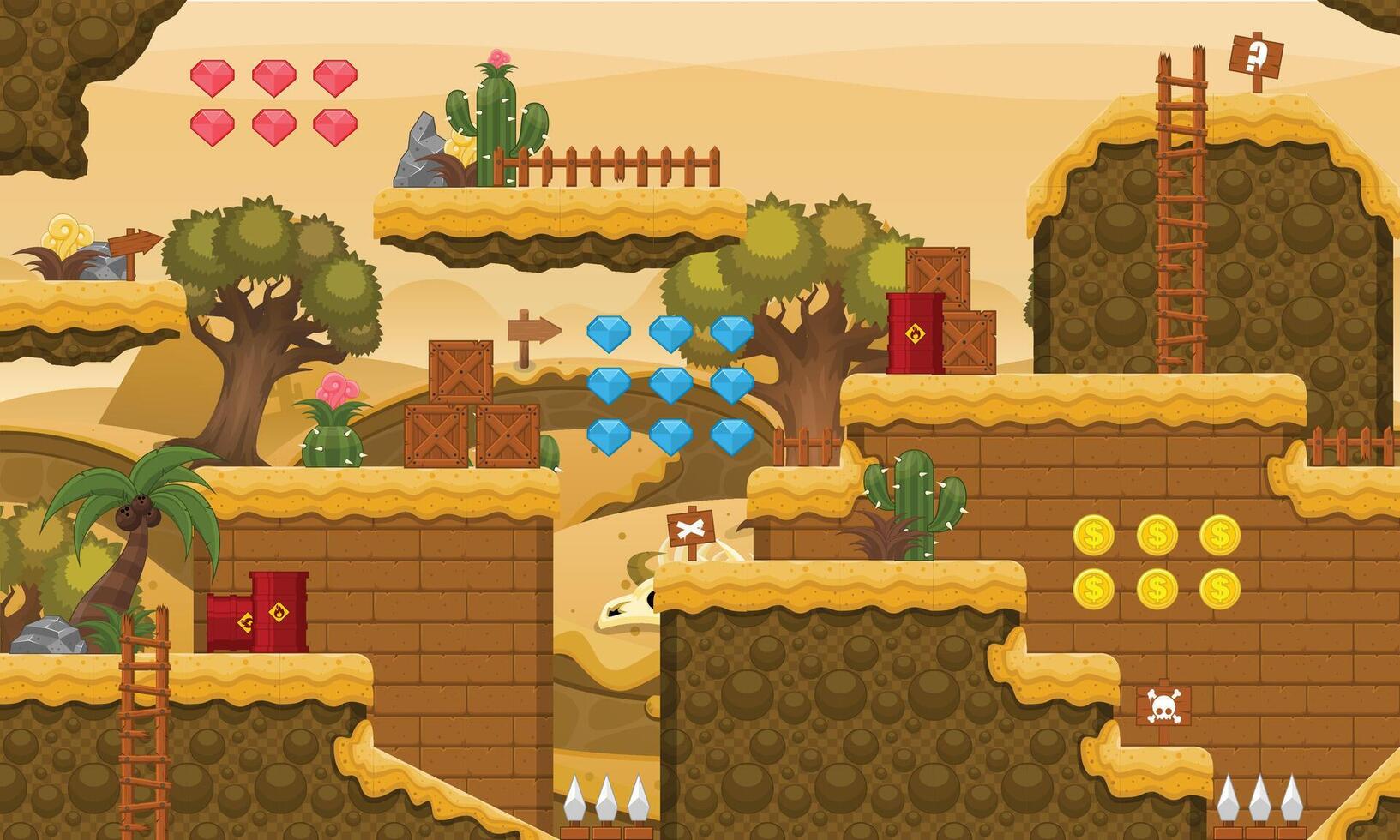 Egypt Desert Platformer Game Tileset vector