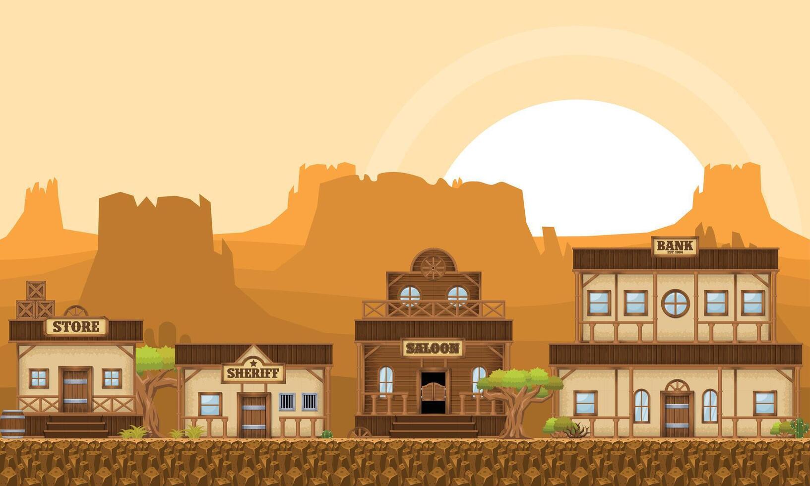 Cowboy Game Building 2D vector