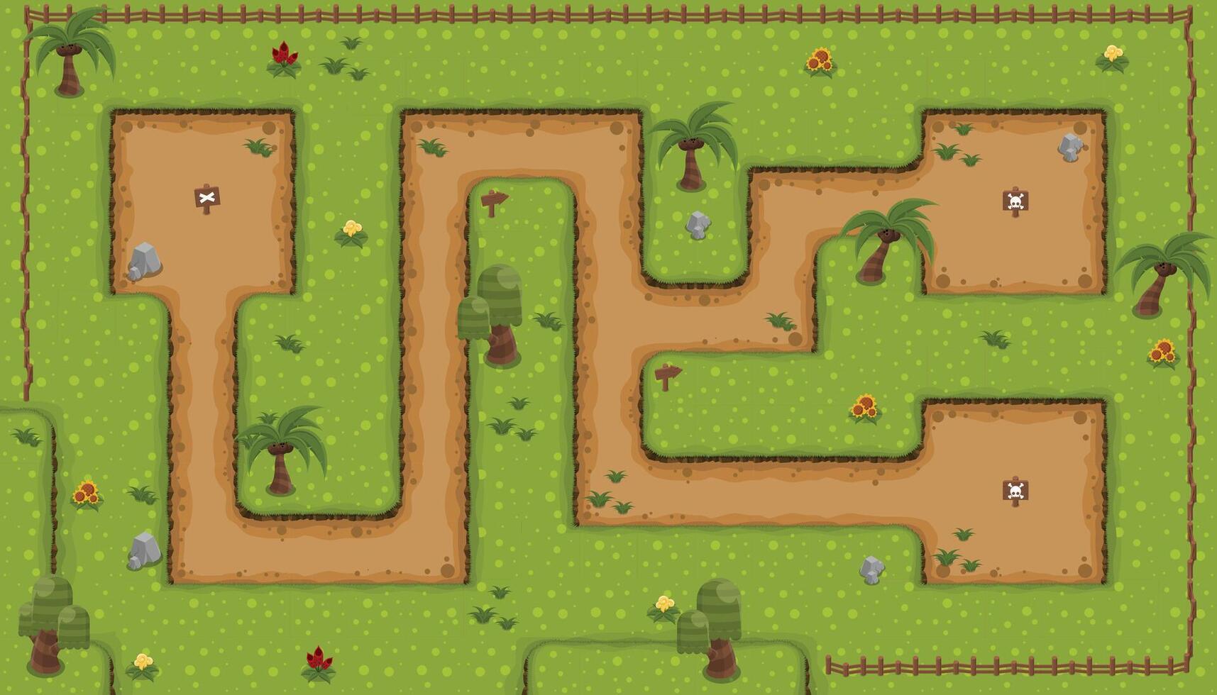 Tower Defense Top Down Game Tileset vector