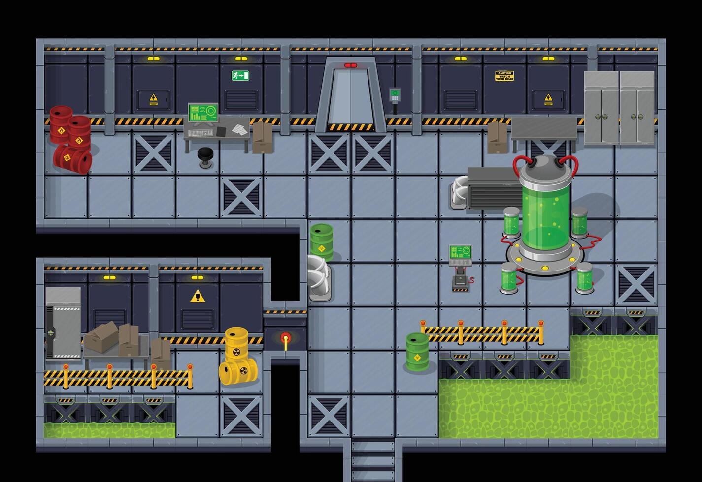 Robot Factory Top Down Game Tileset vector