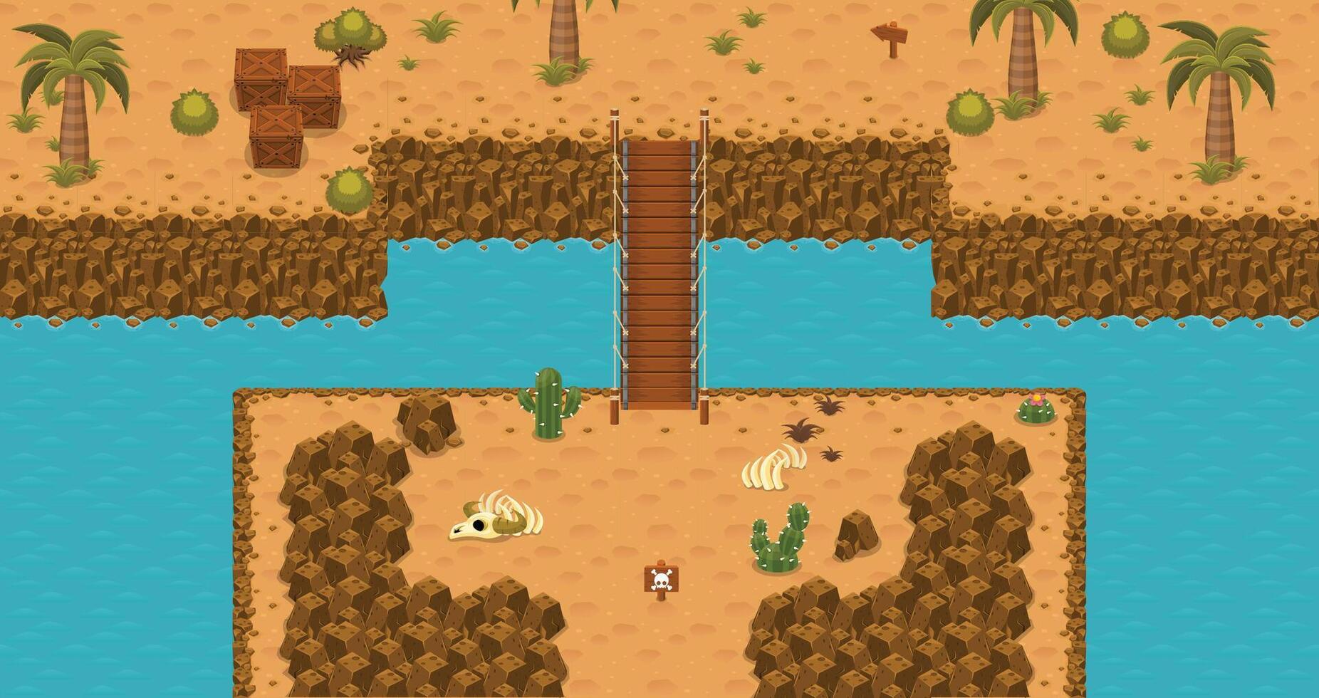 Desert Wasteland Top Down Game Tileset vector