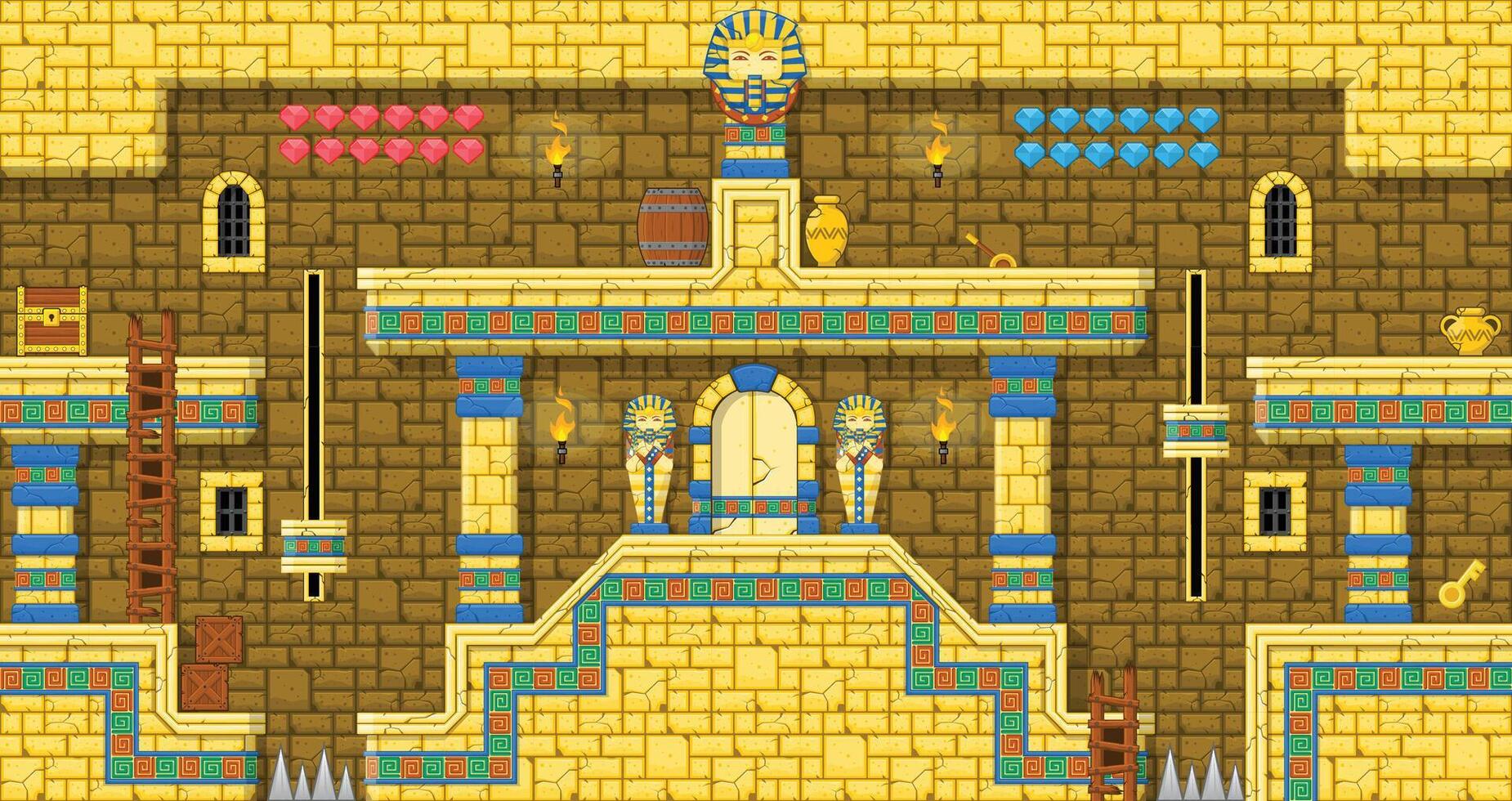 Pyramid Pharaoh Tomb Platformer Game Tileset vector