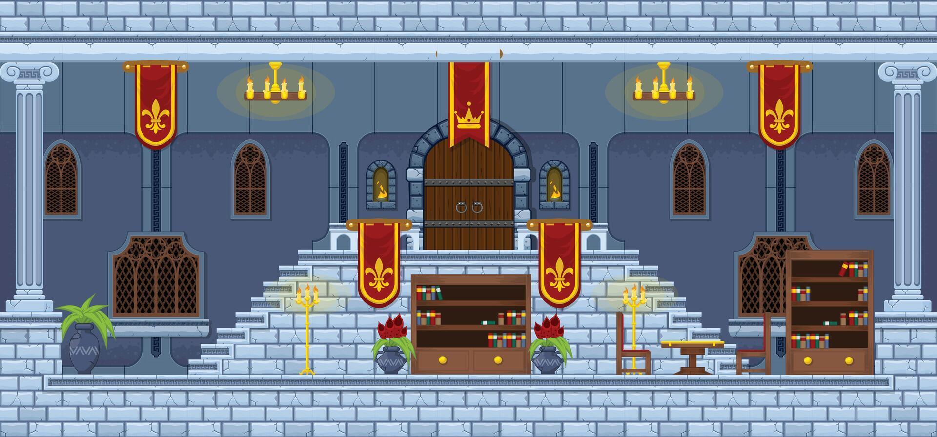 Kingdom Castle Fantasy 2D Platformer Game Tileset vector