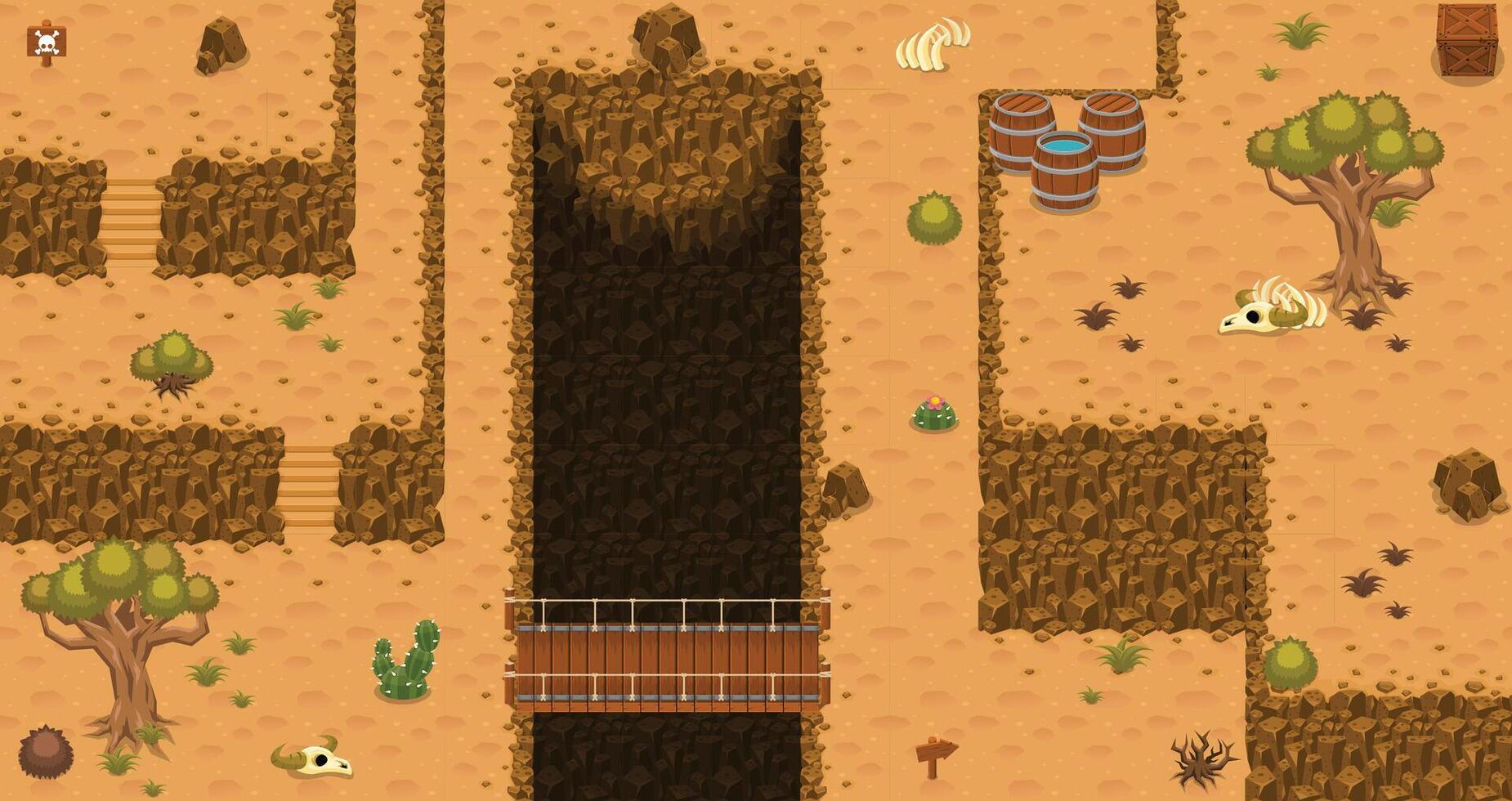 Barren Desert Top Down Game Tileset vector