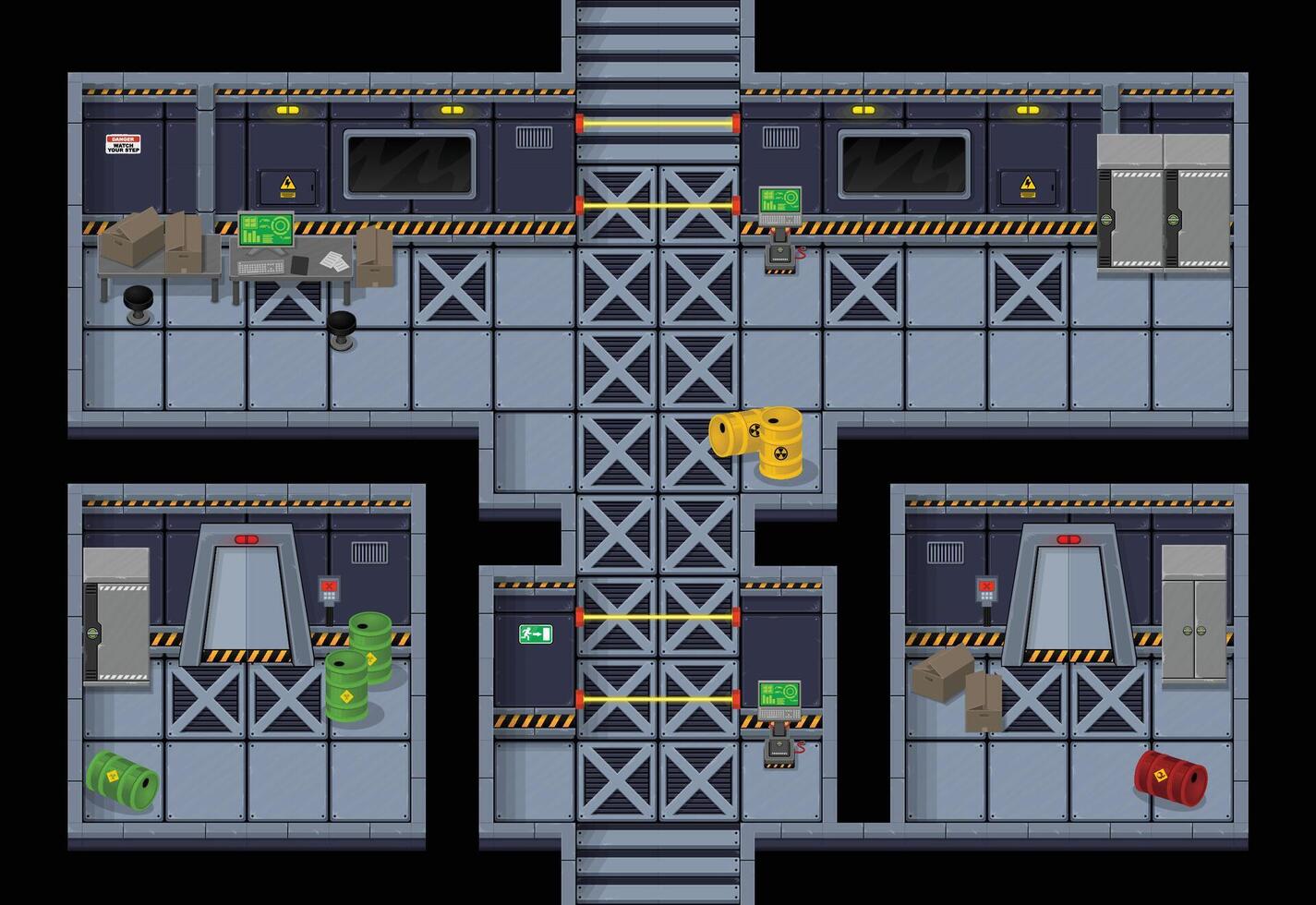 Sci-fi Top Down Game Tileset vector