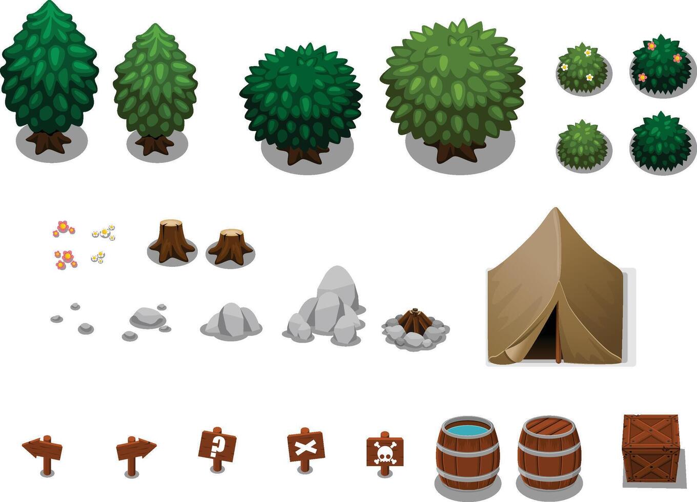 Nature Top Down Game Object Props vector