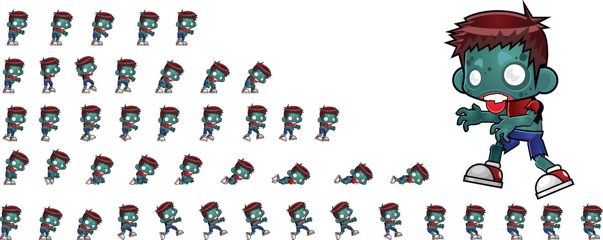 Boy Zombie Game Character Sprite Sheet vector