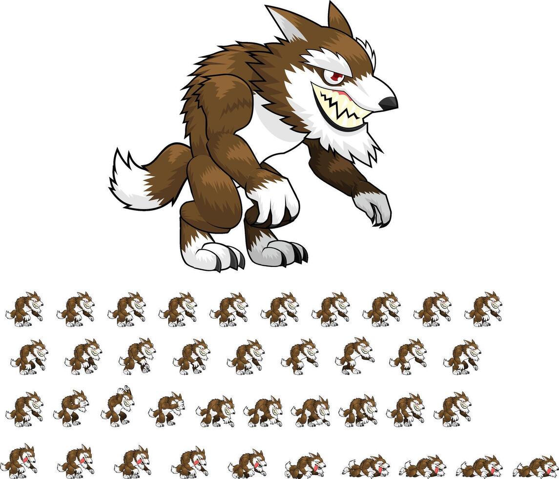 Werewolf Game Character Sprite Sheet vector