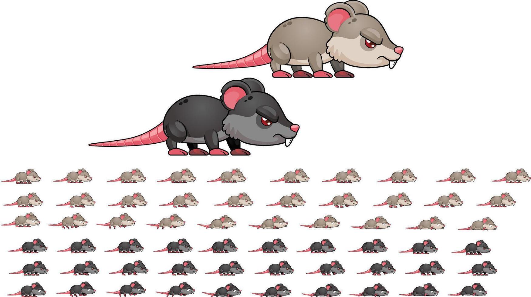 Rat Mouse Game Character Sprite Sheet vector