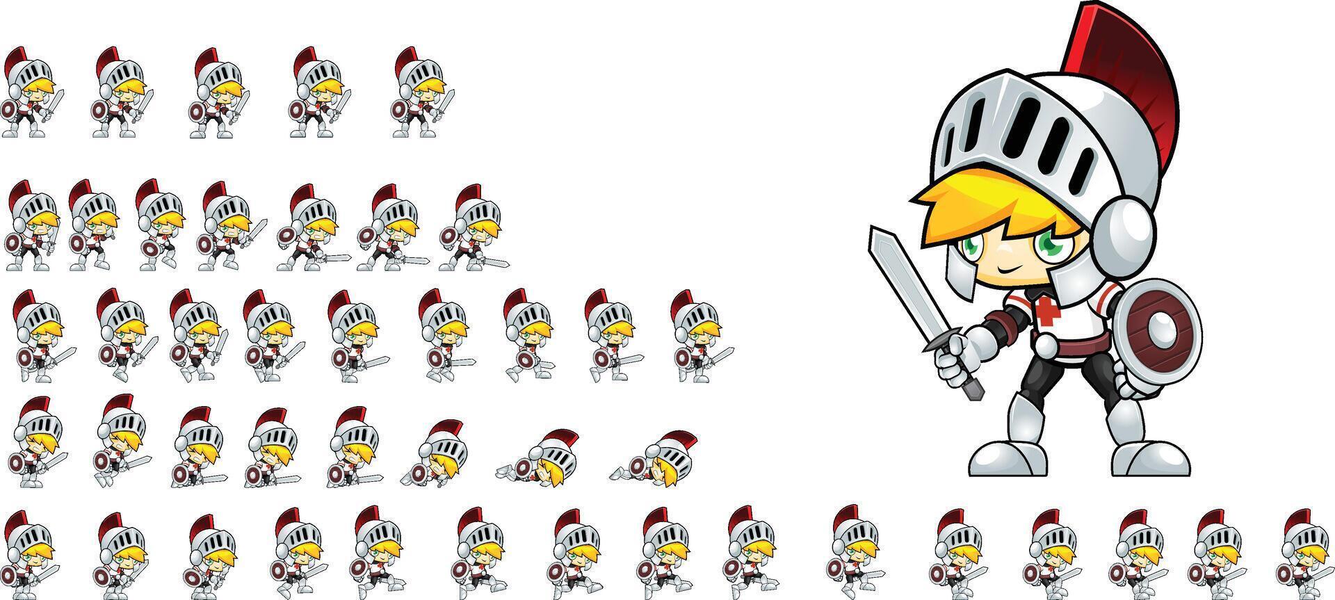 Knight Game Character Sprite Sheet vector