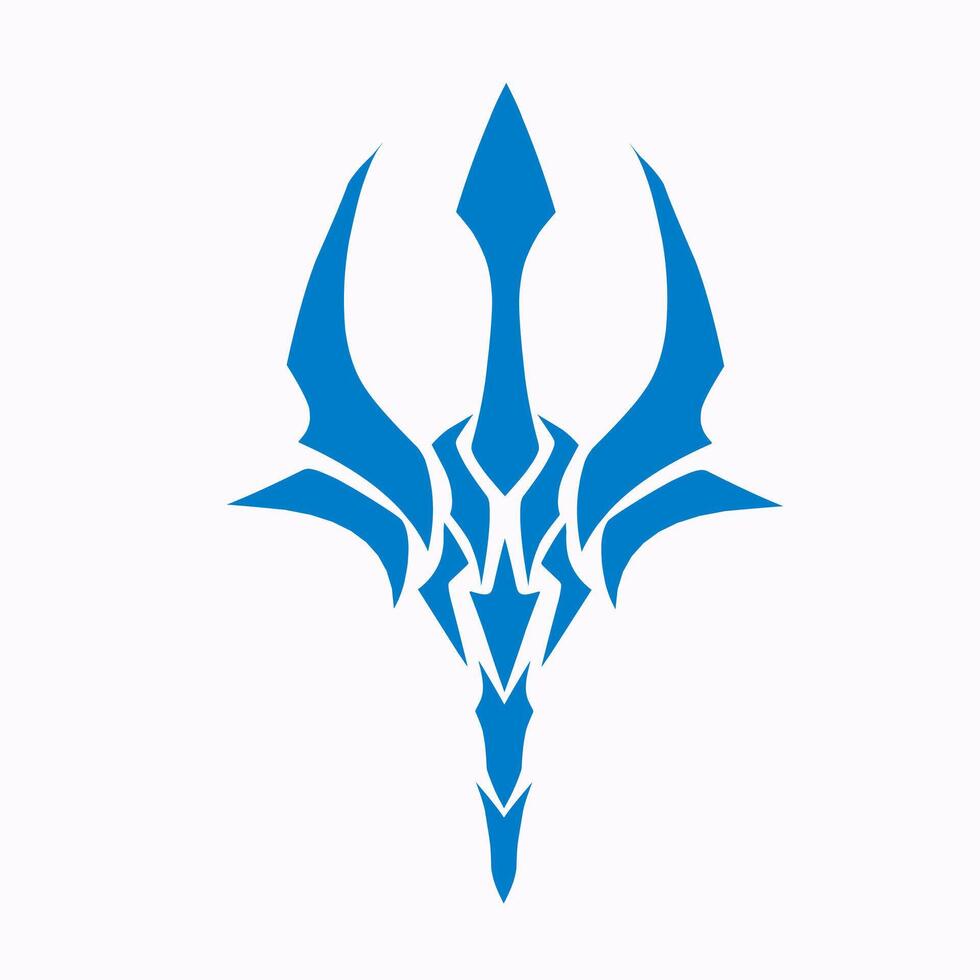 illustration graphics of design abstract tribal art tattoo blue trident vector