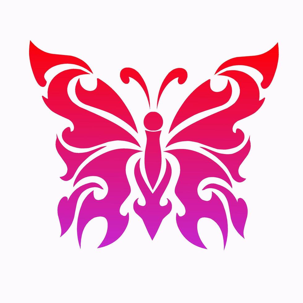 illustration graphics of design abstract tribal art tattoo Butterfly with fire motif vector