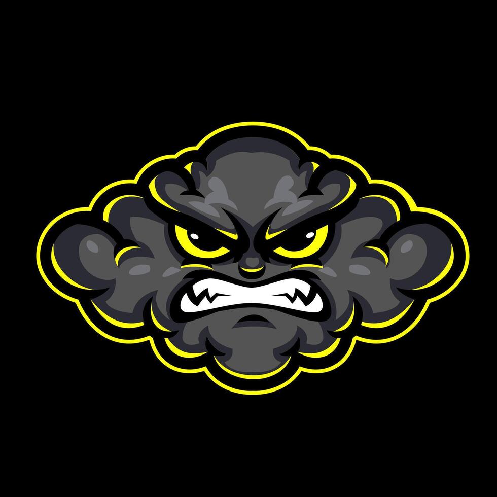 Electrifying Angry Cloud Face Mascot Design isolated vector