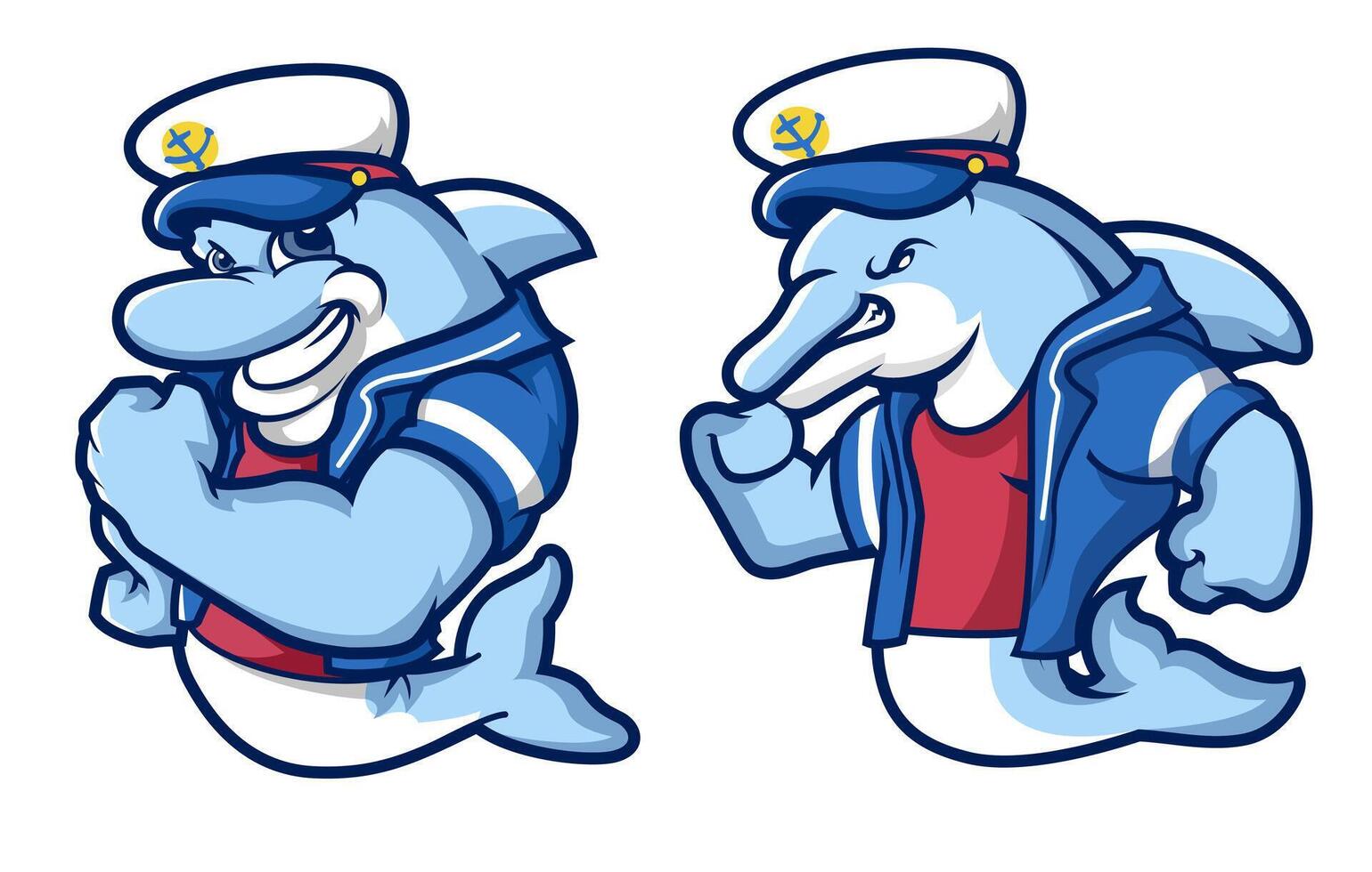 Swimming with Pride Navy set Dolphin Mascot Design vector