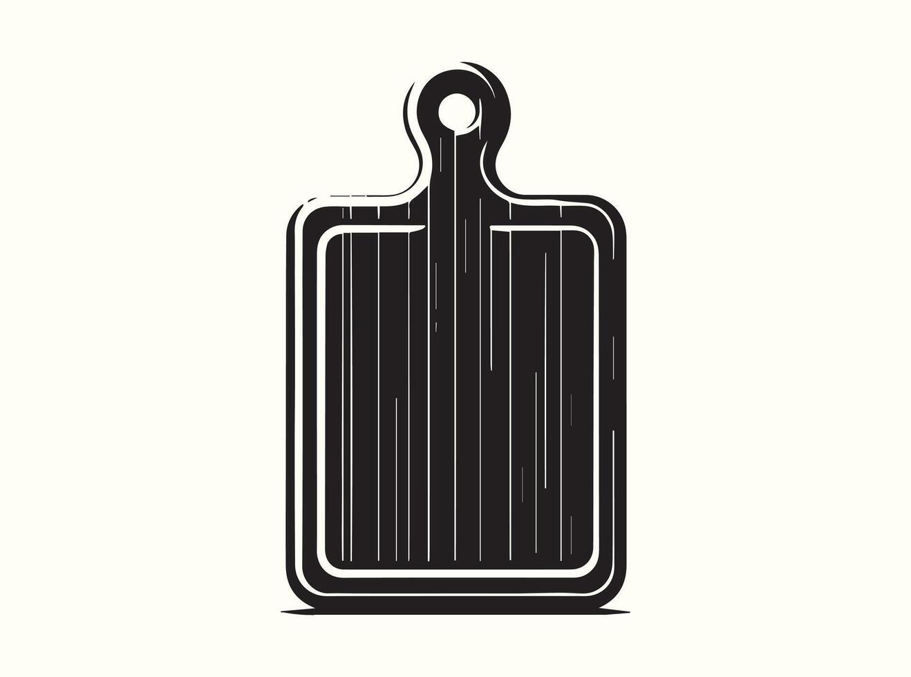 Minimalist Black Silhouette of a Chopping Board on White vector