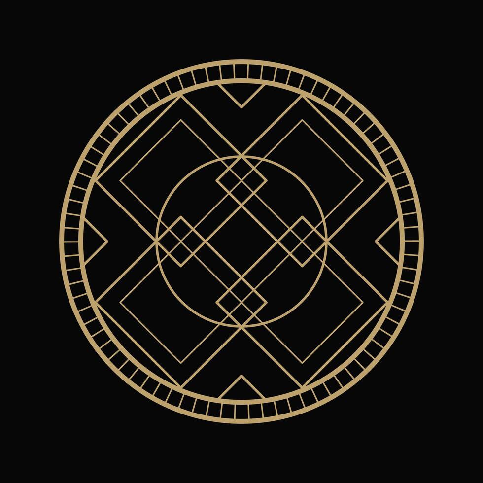 mysterious golden magical circle square logo abstract vector