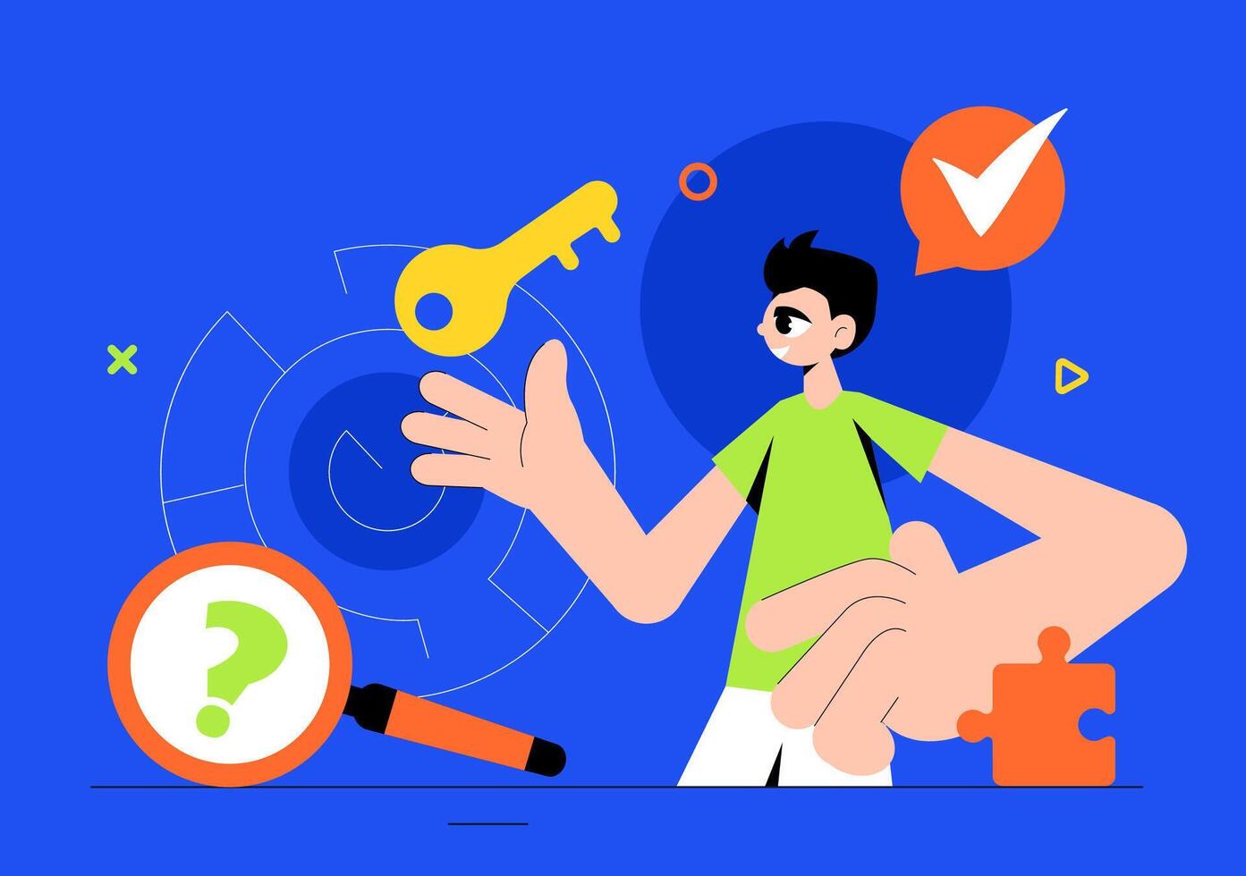 Flat Style Escape Room Illustration of a Team Unlocking Mysteries and Solving Challenges vector