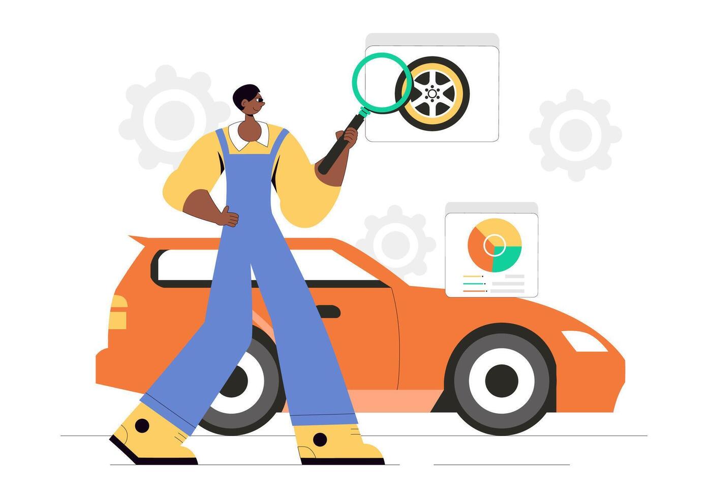 Car Modification Illustration Featuring Spoilers, Wheels, and Nitrous System vector