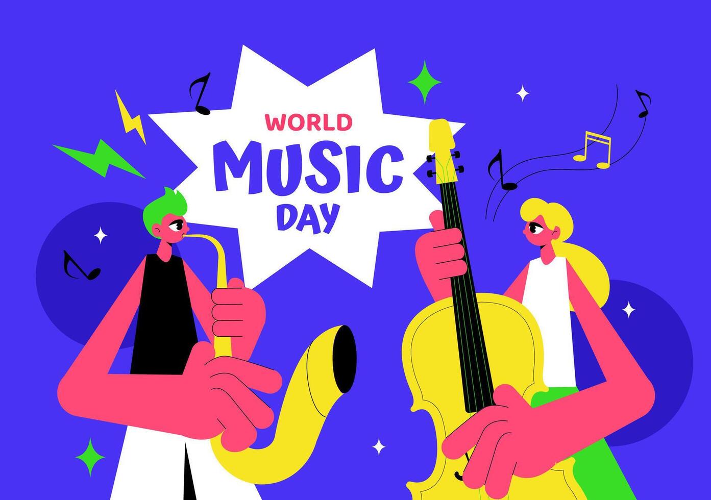 Creative World Music Day Artwork with Harmonious Instruments and Sound Notes vector
