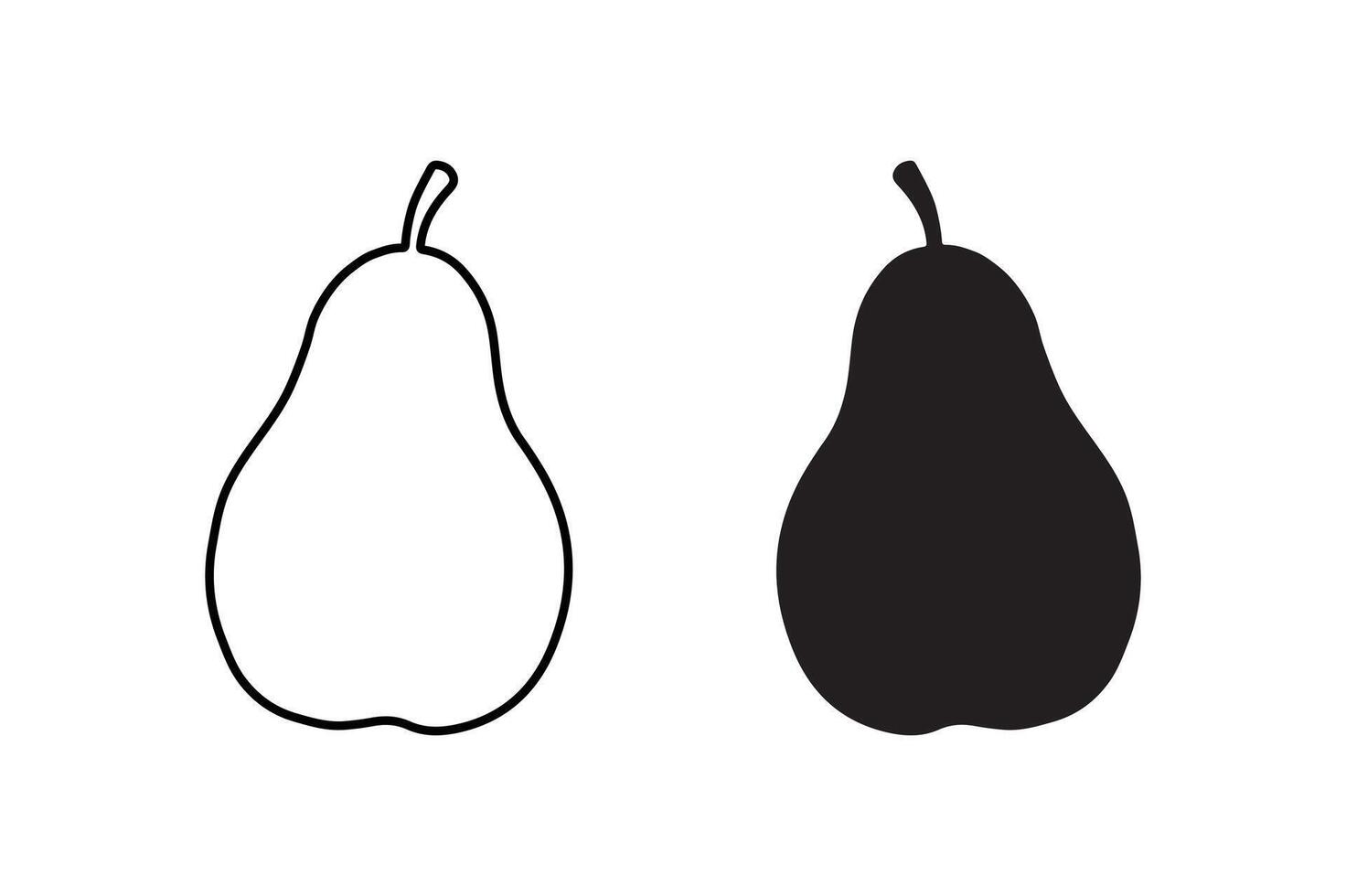 Pear Icon Minimal Fruit Illustration. Juicy Pear Icon in Flat and Outline Style for Digital Use. Organic Green Pear Healthy Food and Nutrition Symbol vector