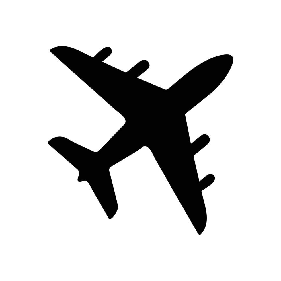 Airplane Icon Simple and Modern Travel Symbol Flight Airplane Silhouette Minimalist Aviation Logo Jet Plane Illustration Travel, Transportation Icon vector