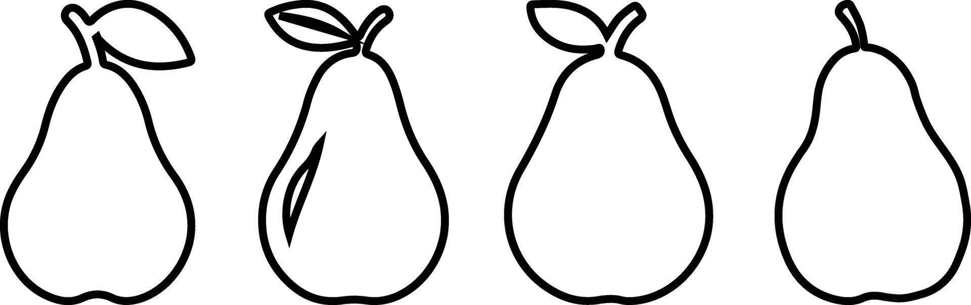 Fresh Pear Icon Minimal Fruit Illustration. Juicy Pear Icon in Flat and Outline Style for Digital Use. Organic Green Pear Healthy Food and Nutrition Symbol vector