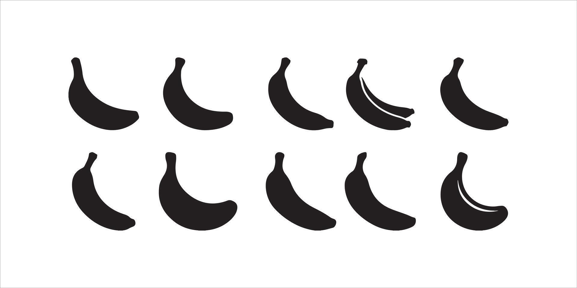 Banana Icon Set Tropical Fruit Illustration Minimal Banana Icons Organic Fruit Collection. Banana Set Healthy and Delicious Fruit Symbols vector