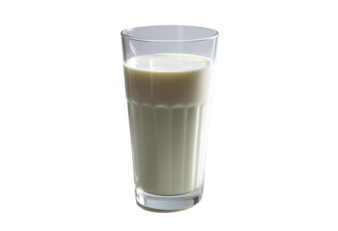 Clear fresh milk in a glass isolated on background. png