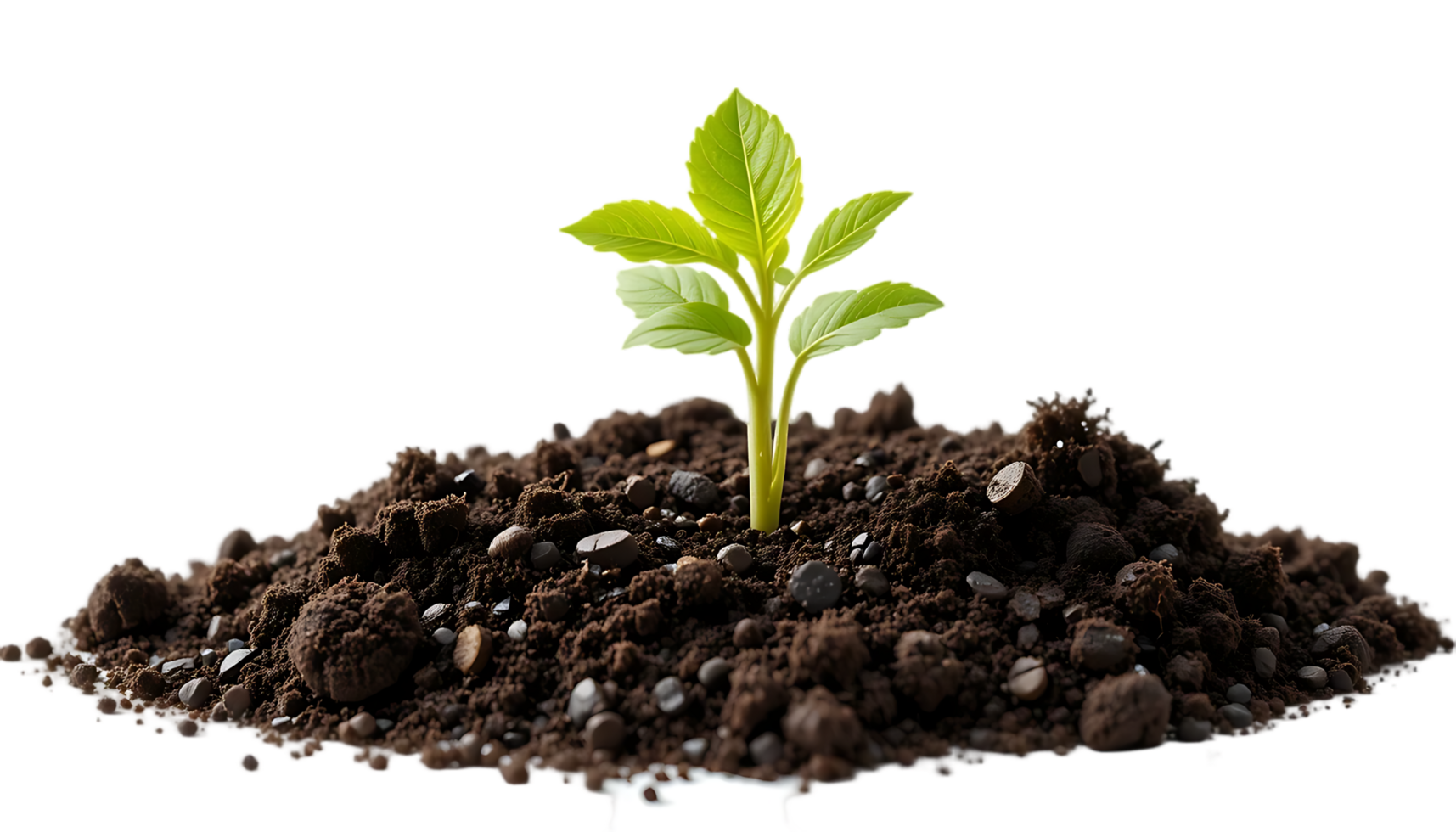 Vibrant young green plant sprouting in rich soil, symbolizing growth, nature, sustainability, and environmental care, isolated. png