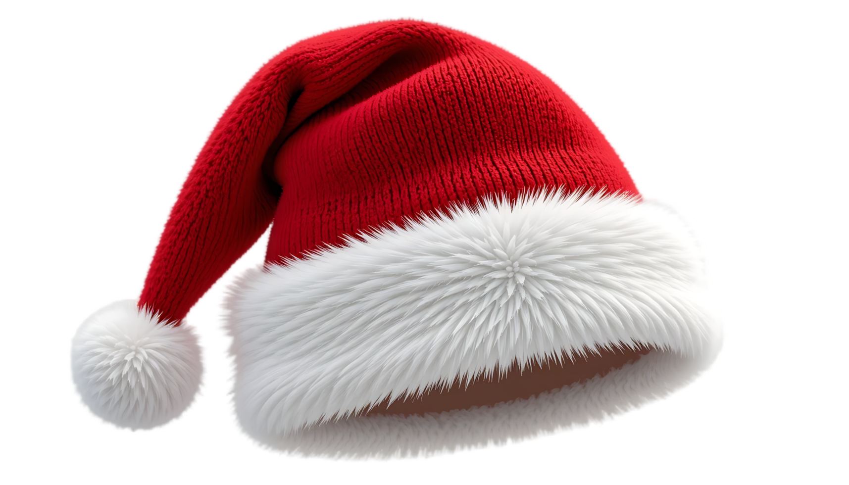 Festive red Santa hat with soft white fur trim, perfect for Christmas celebrations, holiday costumes, and winter cheer. png