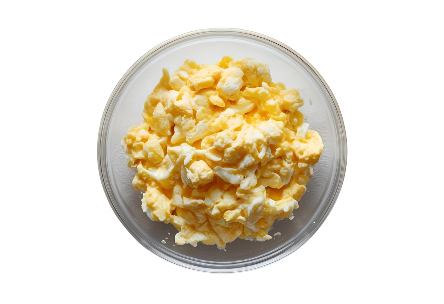 Fluffy scrambled eggs served fresh, offering a delicious and nutritious meal. png