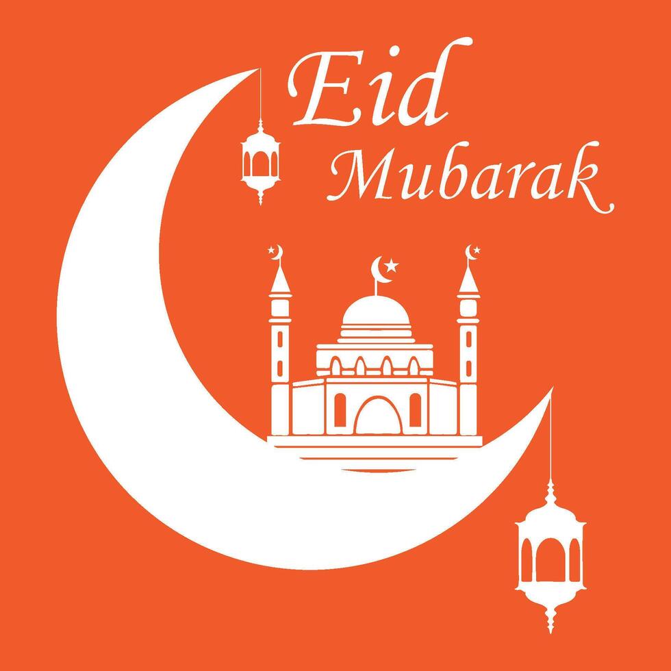 Eid Mubarak greeting icon for Muslims vector