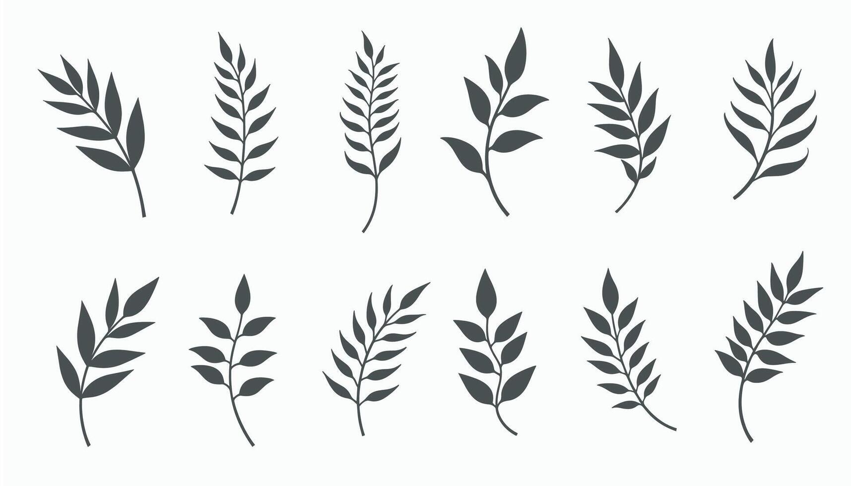 A simple yet elegant collection of black leaf shapes in silhouette form. vector