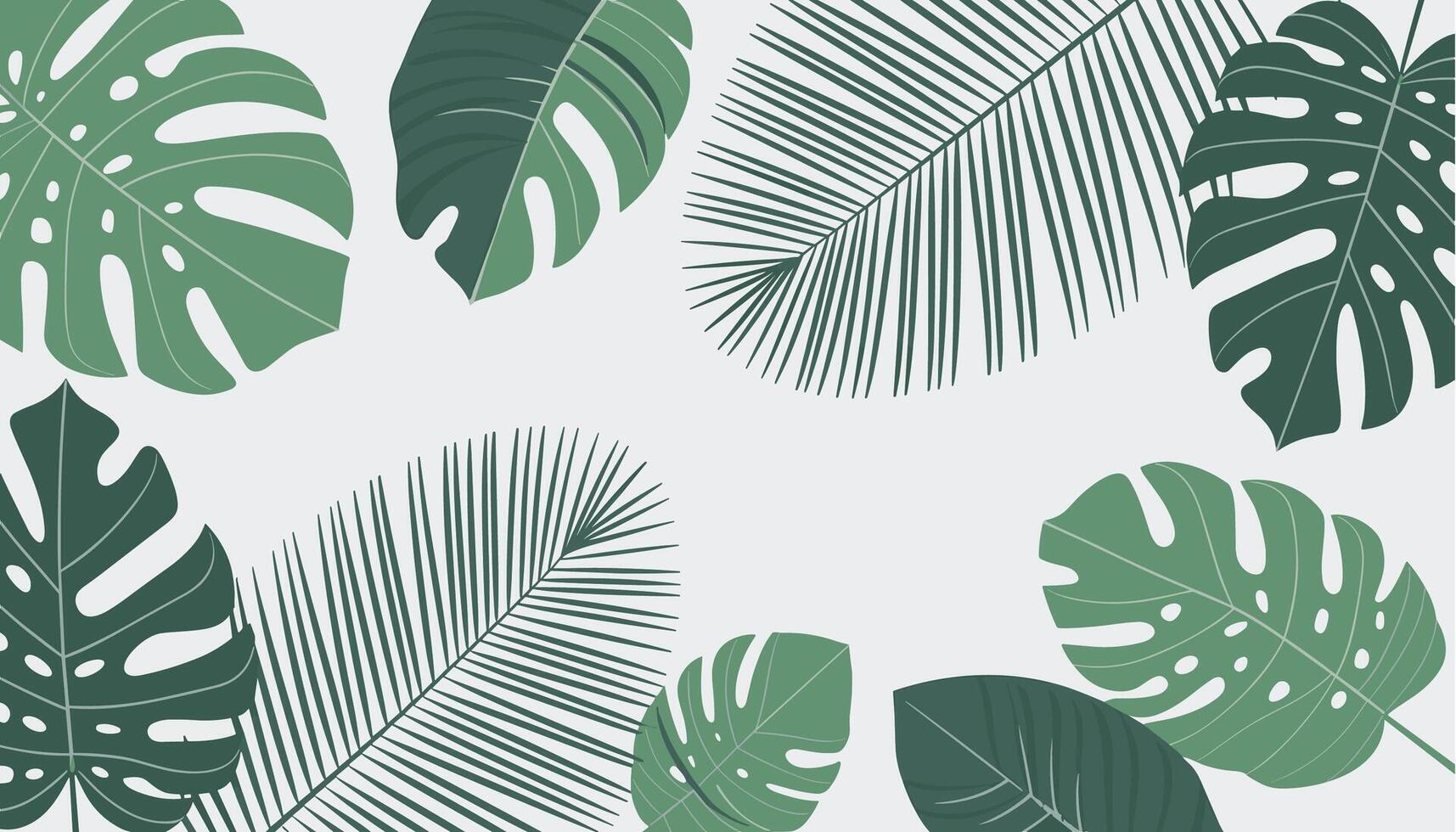 A vibrant and refreshing background covered in lush green tropical leaves. vector