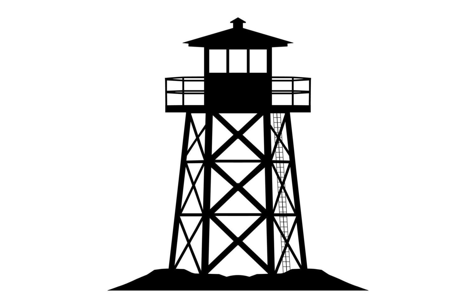 Fire Watchtower Clipart Silhouette isolated on a white background vector