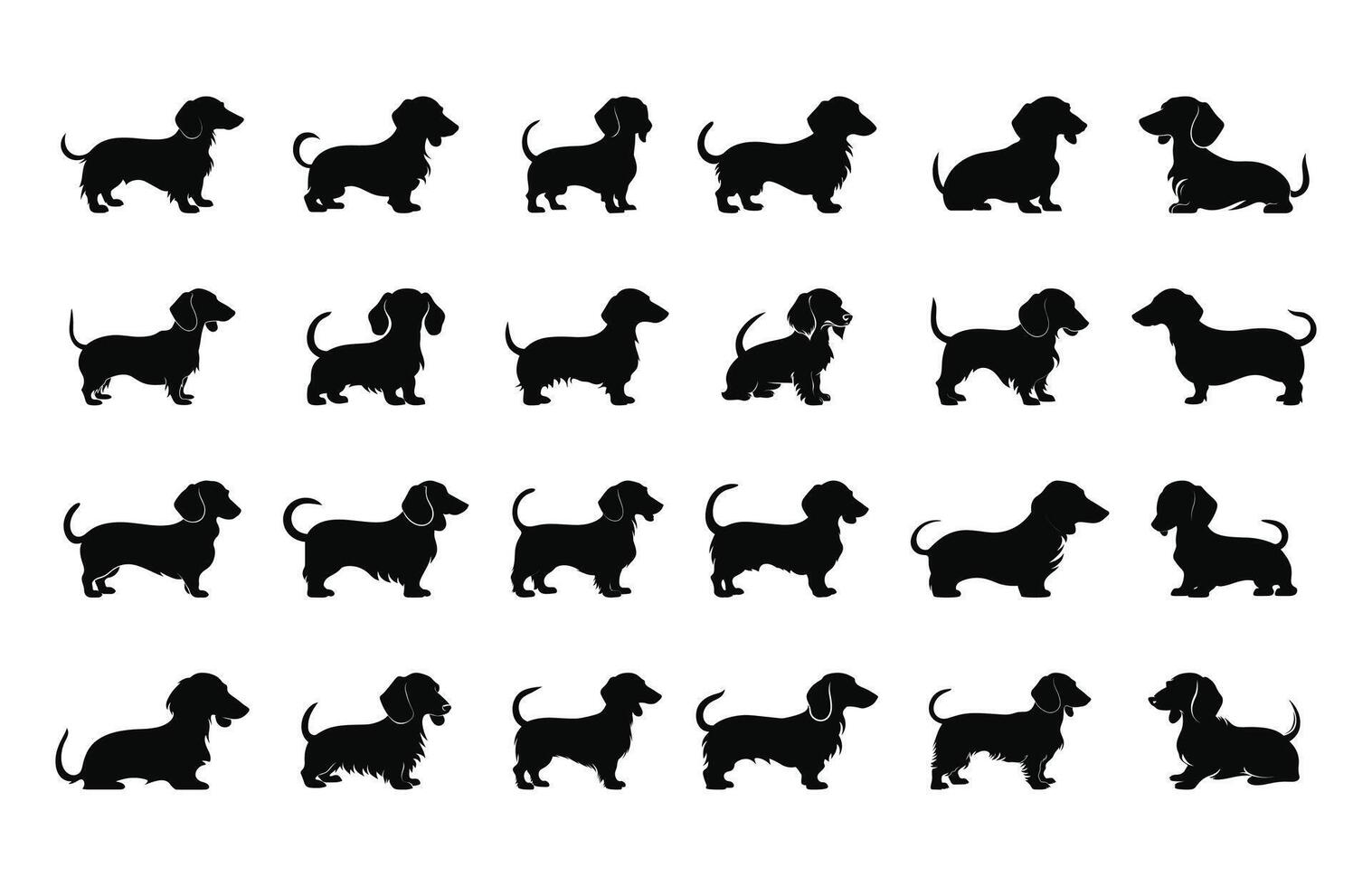 Dachshund Dog Silhouette Clipart Bundle vector