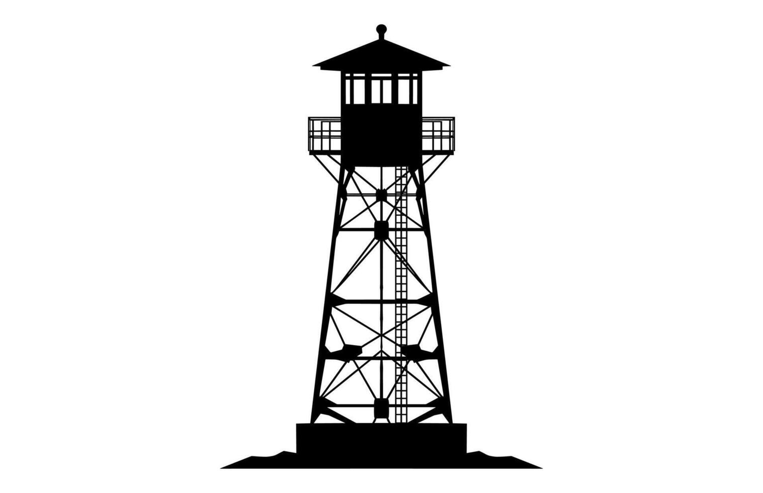 Fire Lookout Tower Black Silhouette Clipart isolated on a white background vector