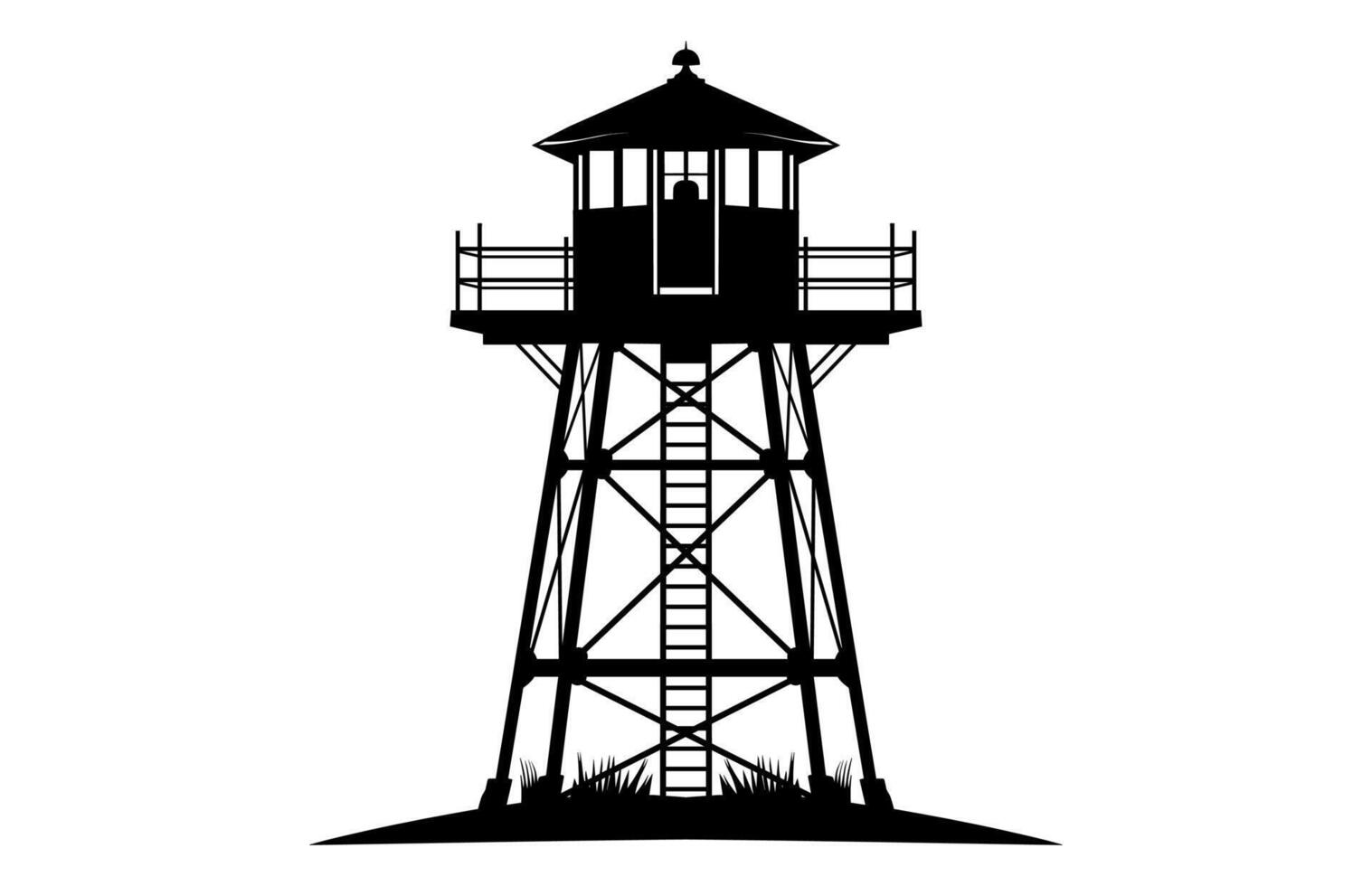 Fire Watchtower Silhouette Clipart vector