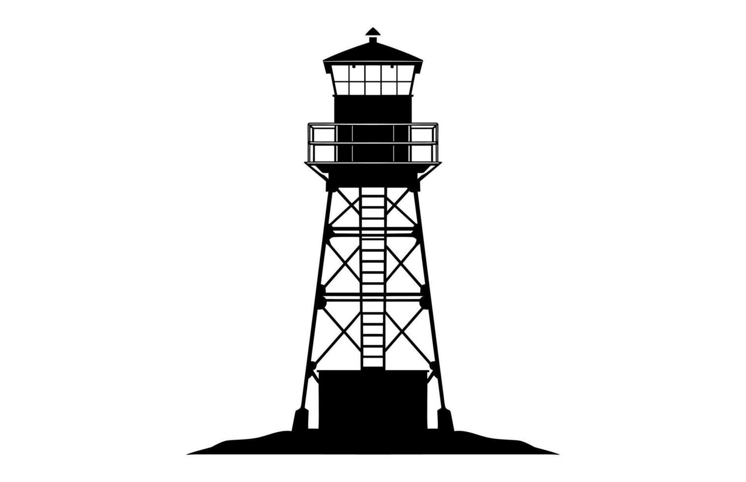 Fire Lookout Tower Silhouette isolated on a white background vector