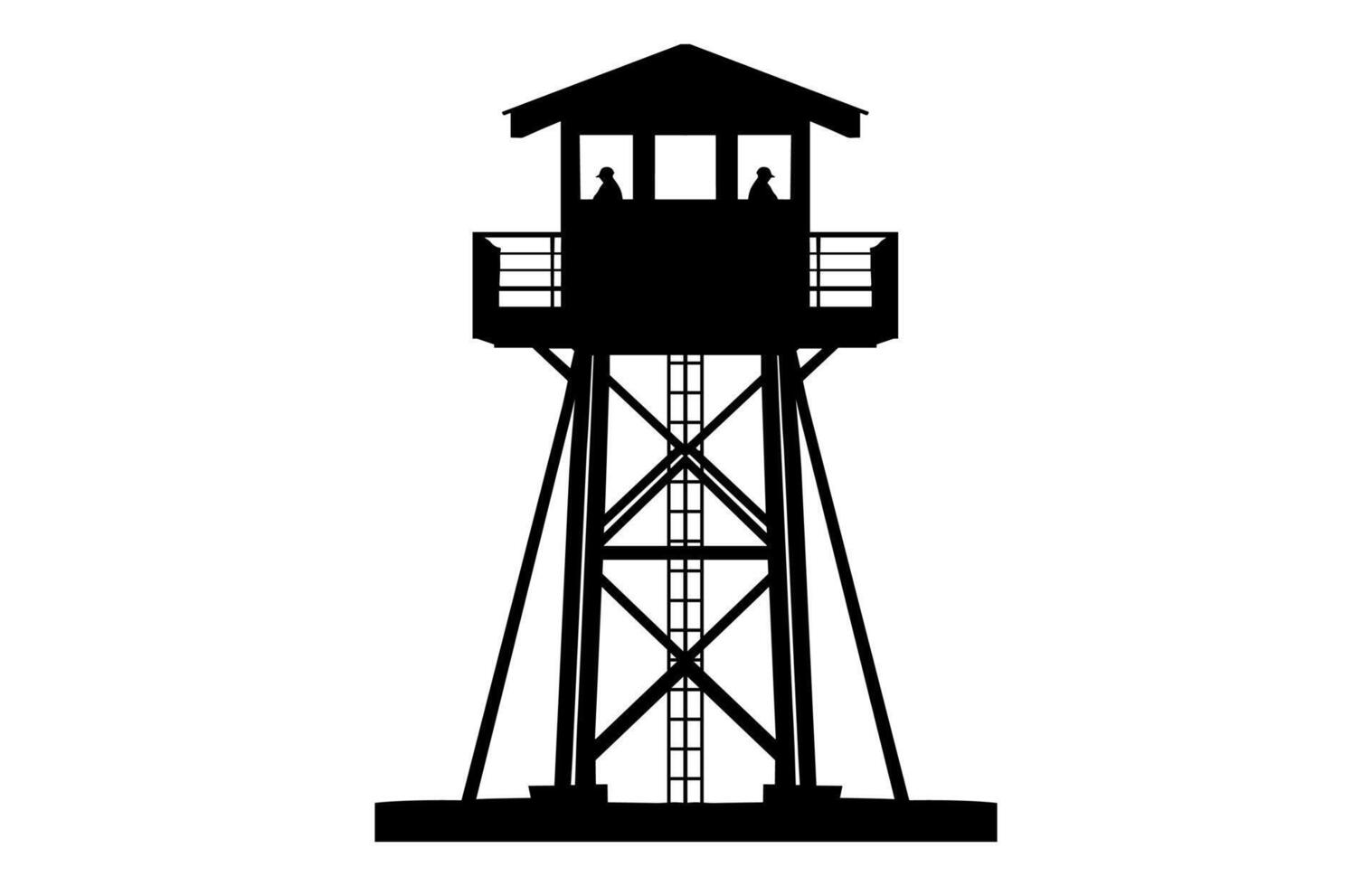 Fire Lookout Tower Clipart Silhouette isolated on a white background vector
