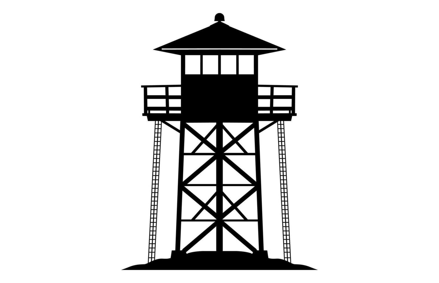 Fire Lookout Tower Silhouette Clipart isolated on white background vector